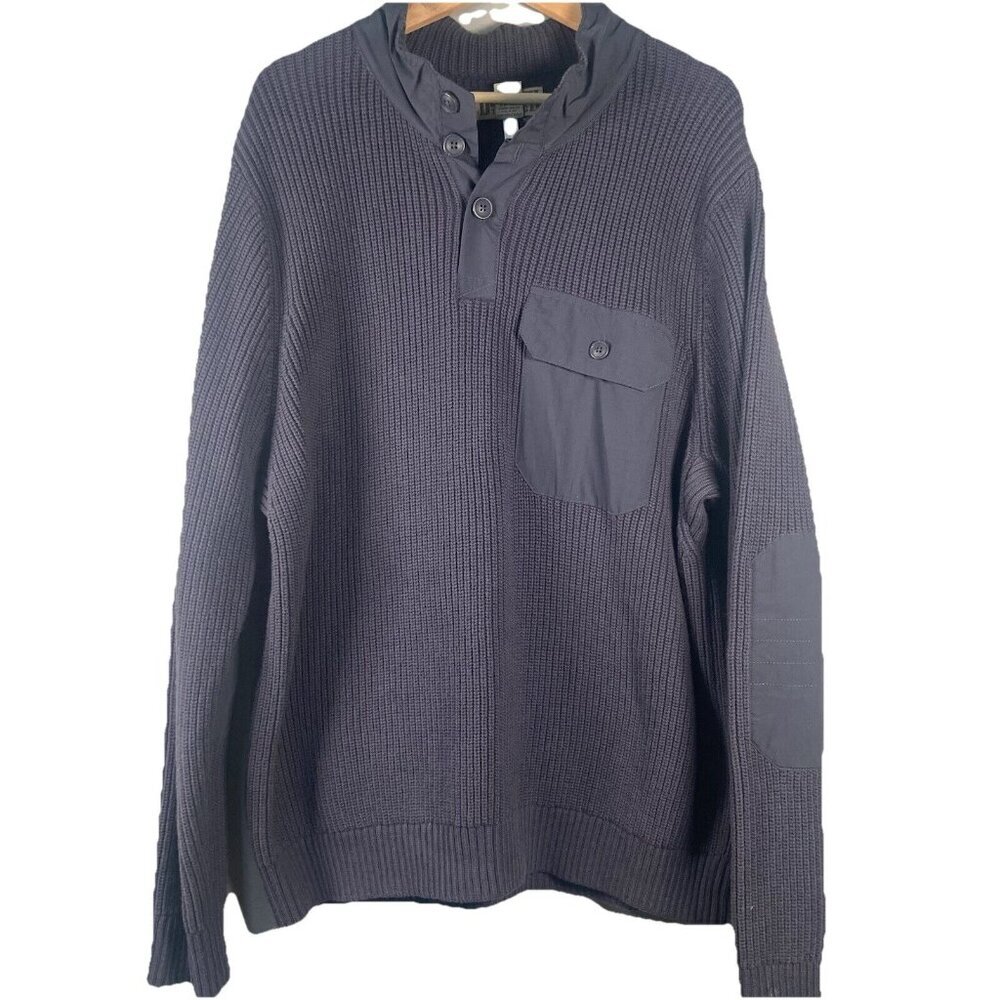 Duluth Trading Co Mens Size XL Brigadier Button‎ Mock Sweater Blue Gray ($99.95)